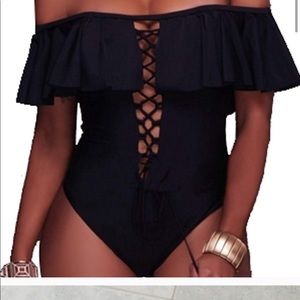 Brand new swim strims black fringe monokino swimsuit women scars fashionable